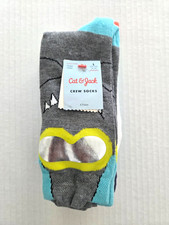 Cat Jack Boys Shark Crew Socks Size L 3-10 Assorted Colors 4 Pack