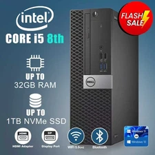 Dell OptiPlex Desktop Computer i5 8th PC UP to 32GB RAM 1TB SSD Win 11 WiFi