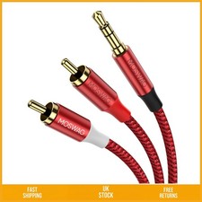Image of Nylon Braided 3.5mm Male to 2RCA Stereo Audio Y Adapter Cable 1 Pack
