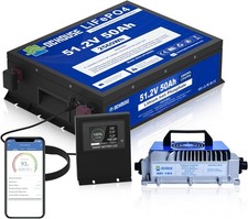 48V 50Ah Mini Golf Cart Battery with 18A Charger Bluetooth&Touch LCD Monitor