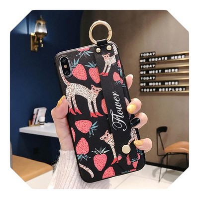 Rose Flower Wrist Strap Phone Case for iPhone 131211 Pro MAXX XR XS MAX 7 86s Pl