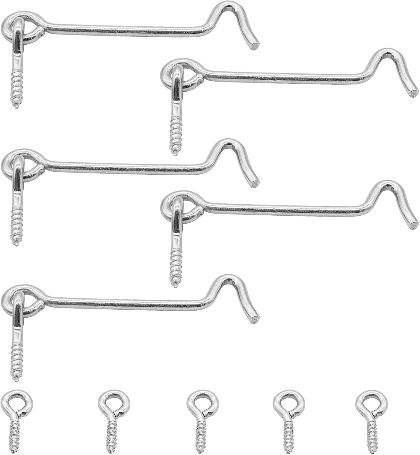 2.5 Inch Hook and Eye Latch (5PCS), Heavy Duty Iron Barn Door Lock Privacy Lock 
