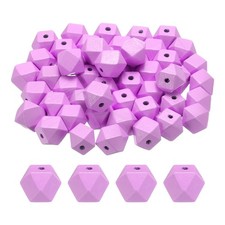 50pcs 16mm Light Purple Geometric Wood Beads 3.3mm Large Hole for Jewelry Making