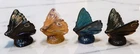 LOT OF 4 FENTON GLASS HAND PAINTED BUTTERFLY SIGNED BLUE BLACK ORANGE FIGURINE