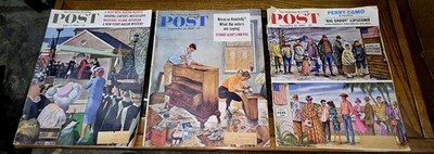 3 ''The Saturday Evening Post''1960 Illustrated Lot June Sept Nov Perry Como Nixon