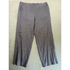 J.Jill Linen Stretch Pants Womens 12 Petite Gray Wide Leg Elastic Waist