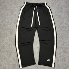 Vintage Y2K Nike Mesh Track Pants Mens Medium Black White stripe Basketball