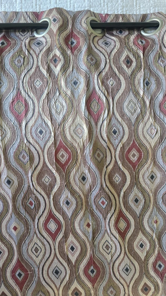 Pier1 Imports Imitación Aplastamiento Seda Boho 4 Cortinas Paneles Ojal 51Wx86L Foto 4 de 4