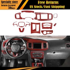 Red Carbon Fiber Interior Full Set Cover Trim For Dodge Charger 2015-2023 Red Carbon Fiber Interior Full Set Cover Trim For Dodge Charger 2015-2023
