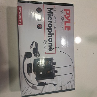 Pyle UHF Wireless Microphone System 2 Lavalier 2 Headset Microphones - Black