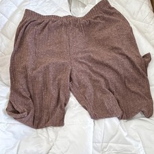 Brown Knit Lounge Set for Women, Short Sleeve Top  Pants, Crew Neck XXL