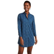 shirt dress long sleeve button front novelty bike print blue