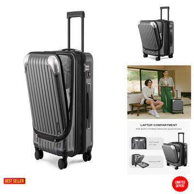 LEVEL8 Rollkoffer Erweiterbar 55 cm 4 Rollen TSA Sicherheit Grau