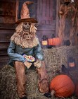 4.5 Ft Scary Sitting Scarecrow Animatronic Decorations Animated Pop-up Motion
