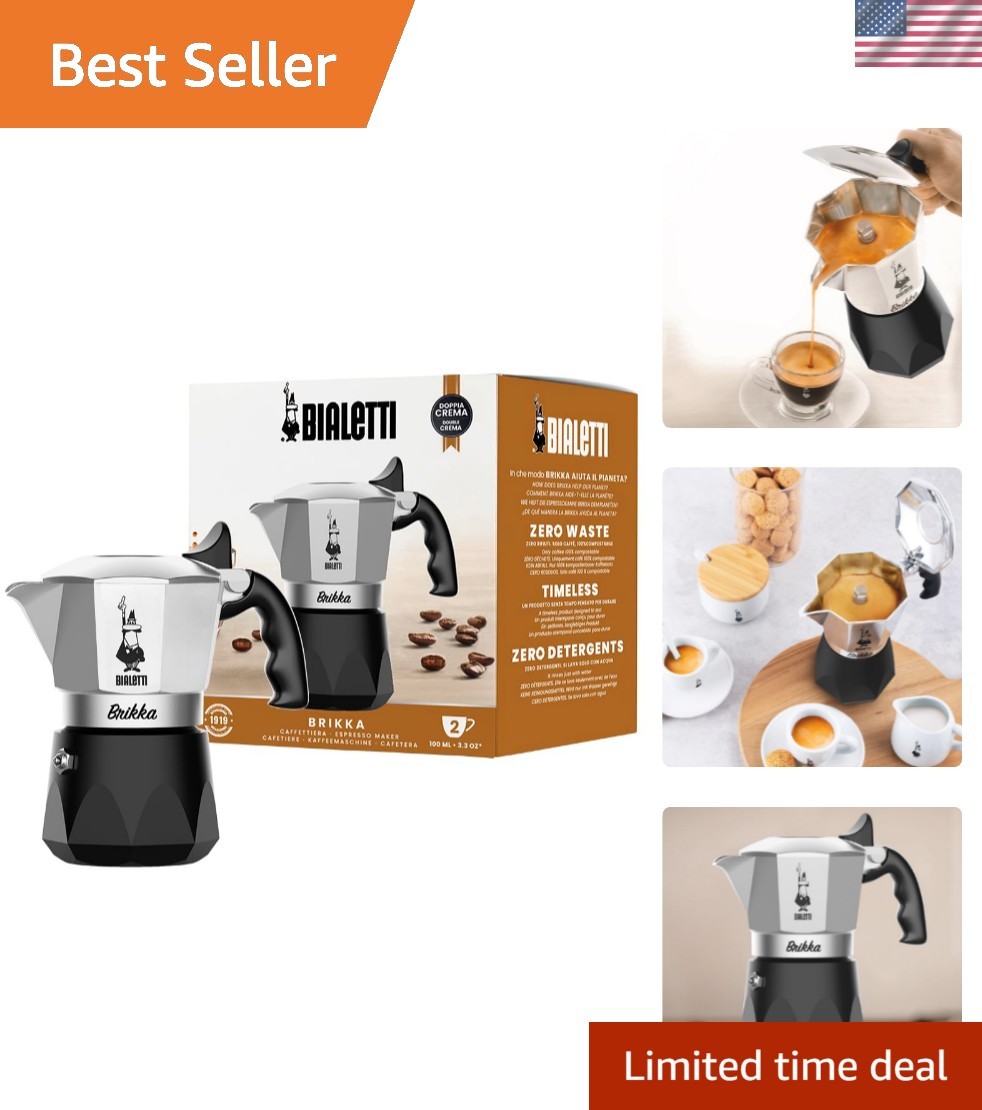 Brikka Moka Pot - Crema-Rich Stovetop Espresso Maker, Italian Coffee Maker, 2...