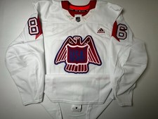 Team USA Jack Hughes Adidas 2026 Olympics Milan MIC Made in Canada Hockey Jersey