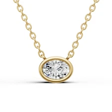 14K Yellow Gold 0.50CT Lab Grown Oval Shape Diamond Solitaire Pendant