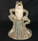 BRUSH MCCOY POTTERY FROG SITTING ON TREE STOMP.....VERY RARE!