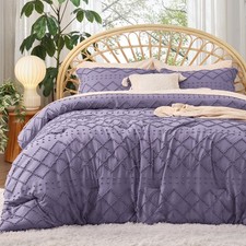 Comforter Set Queen 3 Pieces Grayish Purple Boho Tufted Farmhouse Bedsure Kids