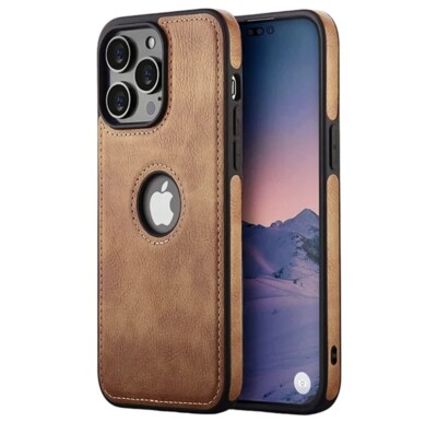 Kunstlederhülle iPhone 17 16 15 14 13 12 Pro Max Plus  Handyhülle Schutz Tasche