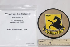 112th Mounted Cavalry #1246 Windgage Collect Patch Costume NOS