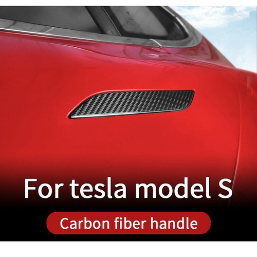 For Tesla Model S 2014-2022 Dry Carbon Fiber Exterior Door Handle Cover Trims - Picture 5 of 12