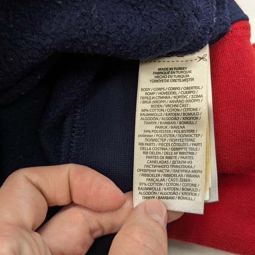 Polo Ralph Lauren Hoodie Bear Print Kids Size 5 Colorblock Navy Gray Red - Picture 7 of 8
