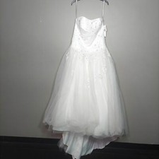 David's Bridal Wedding Dress Size 16 Strapless Beaded Lace Ball Gown