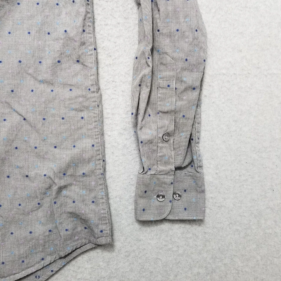 Perry Ellis Shirt Mens Small Gray Polka Dot Button Up Long Sleeve Casual - Image 3 of 4