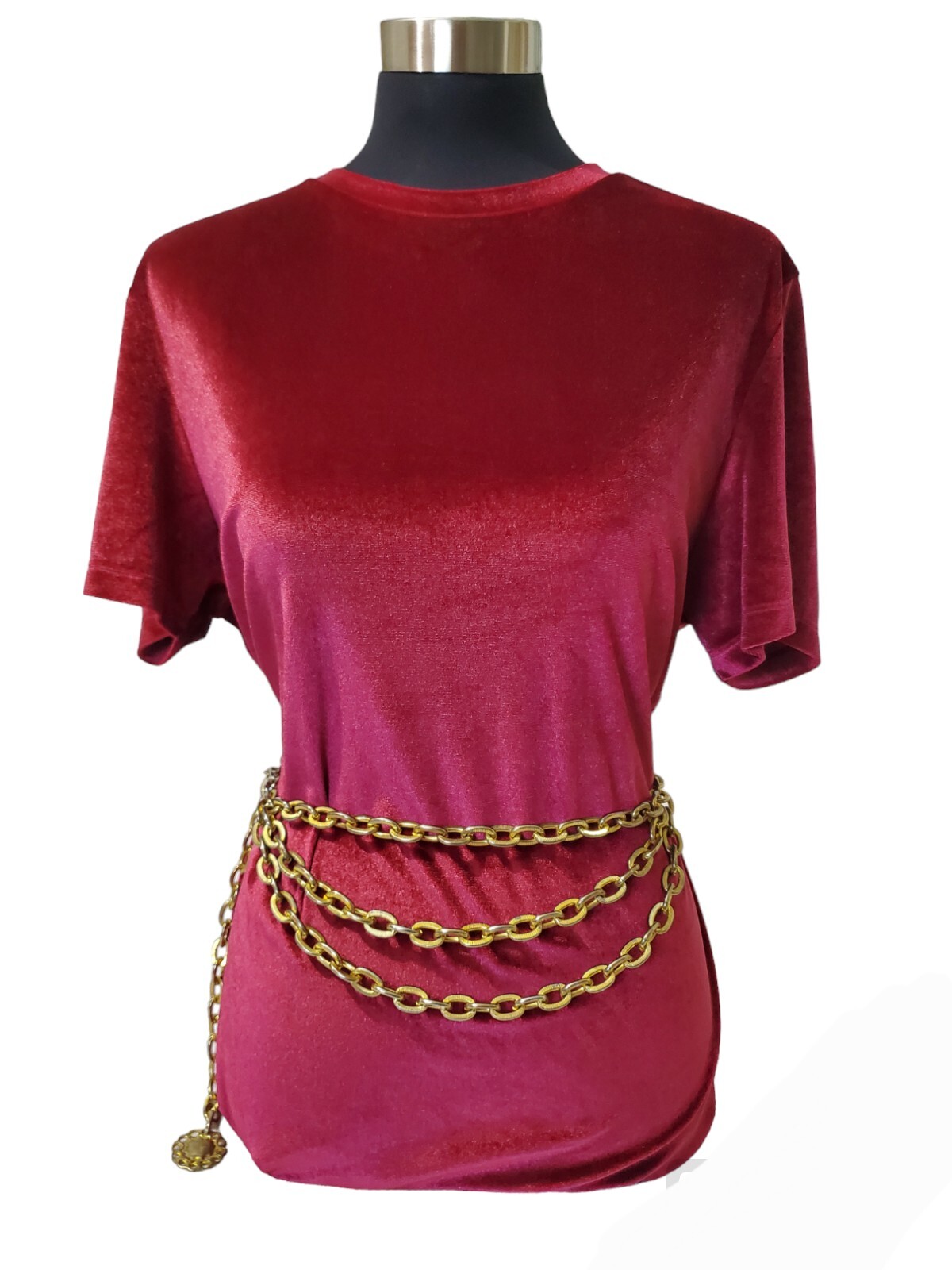 Goldtone Textured chain link statement waist adju… - image 2