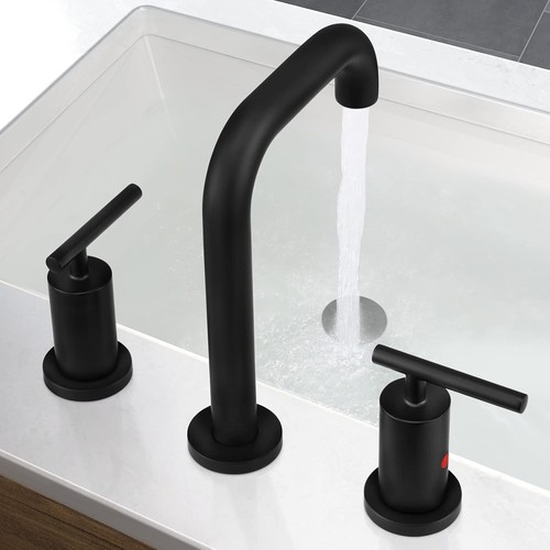 Rubinetto bagno 3 pezzi nero opaco efficiente dall'acqua con design a installazione rapida - Foto 10 di 10