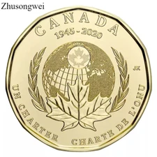 2020 Canada Dollar 75th Anniversary of UN Charter Uncolored - Free shipping