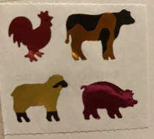 Vintage 1980’s Hambly Foil Shiny Farm Animals Stickers