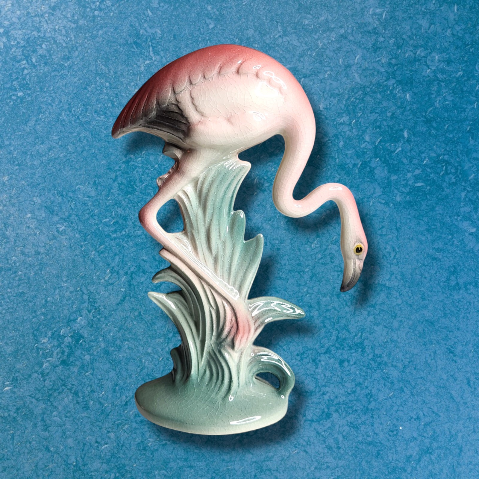 Vintage MCM Brad Keeler Flamingo Ceramic Porcelain Figurine Head Down
