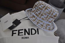 Fendi Hut/Mütze Fischerhut Raffia Hellblau/B...