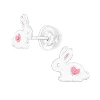 1 Paar Ohrringe Ohrstecker 925 Sterling Silber Hase Mit Herz