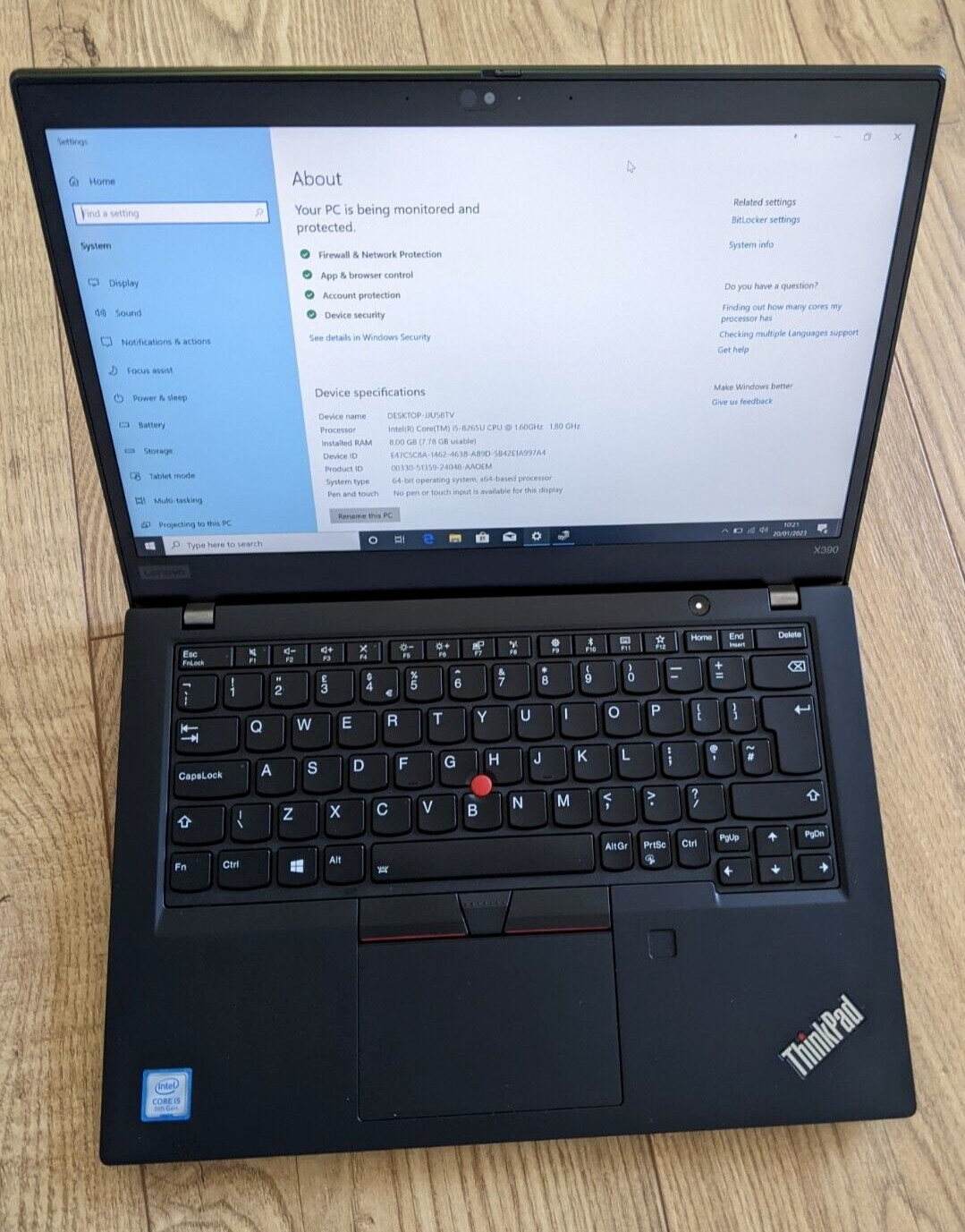 Lenovo ThinkPad X390 Core i5 8265U 1,8 GHz 256 GB 8GB 13,3″ FHD Garantie 06/2024