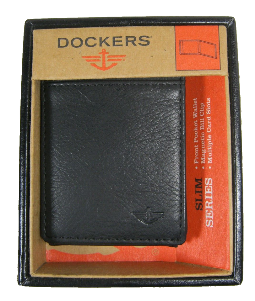 Dockers Men's Front Pocket Wallet Money Clip Black eBay