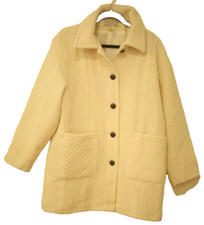 Boyne Valley Weavers Women's Size Large Irish Wool Coat Ivory Hand Crafted Long