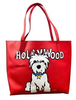 ★TOUT Y EST★ Wallaroo Mini Macaron Shoulder Tote Bag Red W Marc Tetro Large Red Hollywood Westie Tote Shoulder bag 13 X