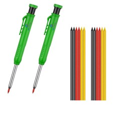 Carpenters Pencil Set&12 Refill Leads | Deep Hole Construction Carpenter Pencils