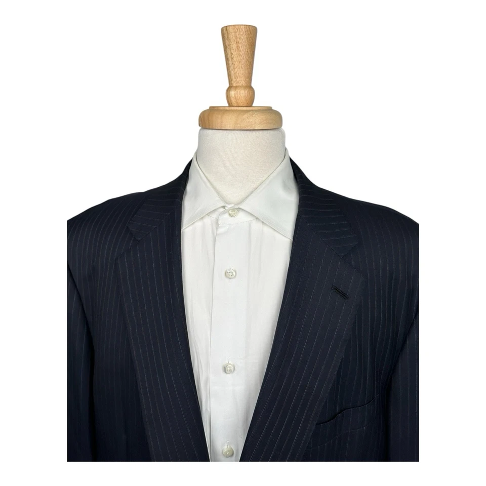 Traje Brioni Current Nomenta Super 150s Azul Marrón Rayas Talla 46R 42X28 Foto 4 de 4