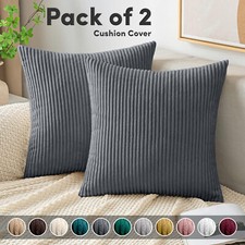 Pack of 2 Stripe Velvet Cushion Covers Throw Decorative 18"x18" Square Cushions