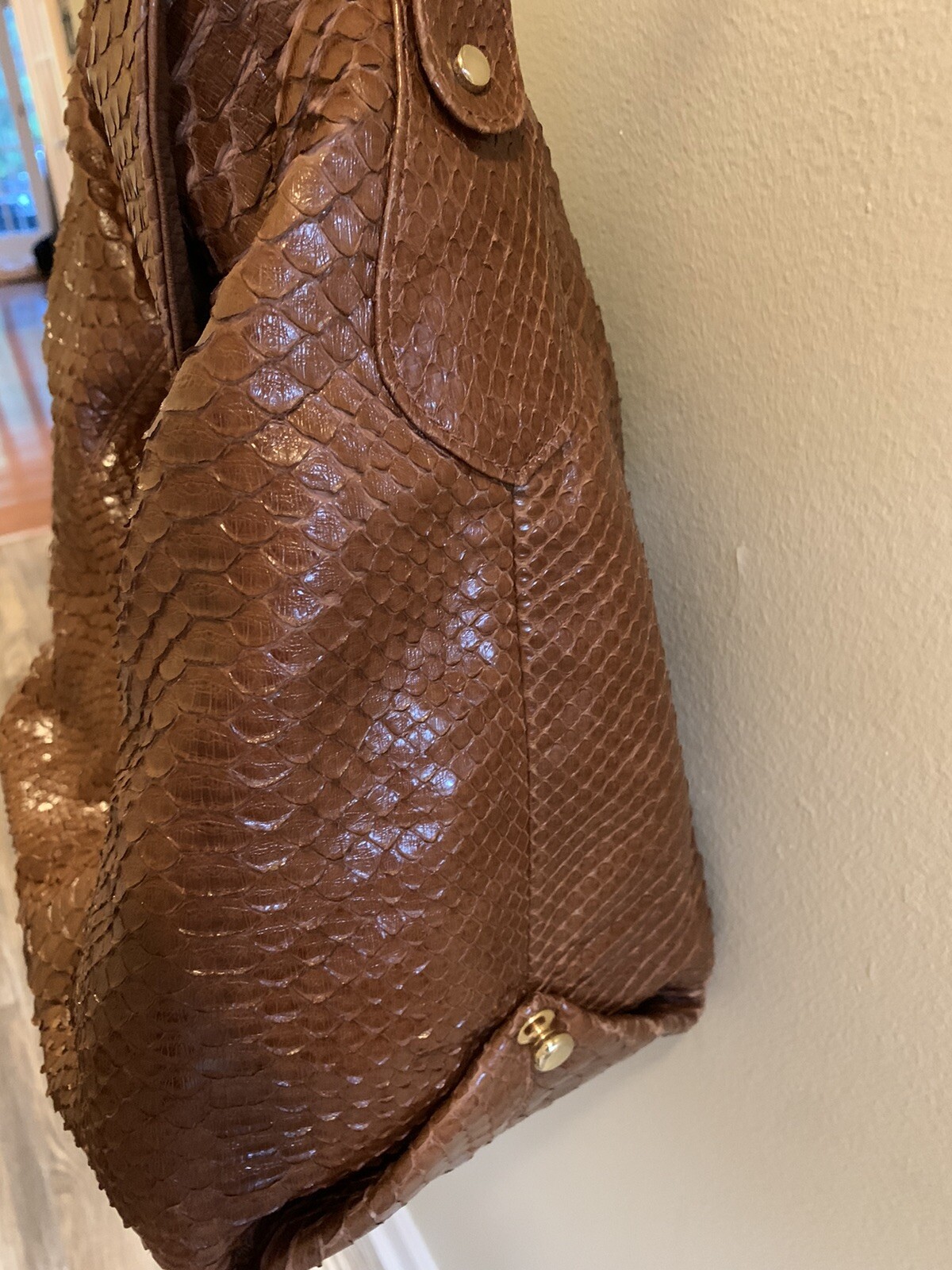 LAI Genuine Python Snakeskin Handbag Light Brown … - image 10