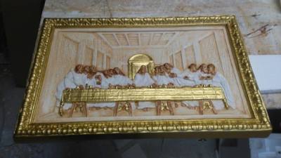 3D Relief Das letzte Abendmahl von Leonardo da Vinci Skulptur Bild Wandrelief 