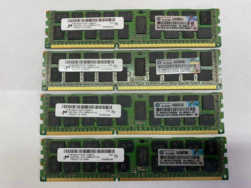 32GB (4x8GB) DDR3 ECC RAM 1333MHz PC3L-10600R für zBsp HP Z620 / Z820 und Server - Bild 2 von 4