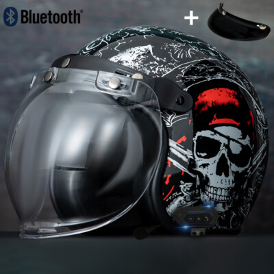 bubble shield face mask motorcycle helmet DOT Bluetooth Open Face Motorcycle Helmet w/Bubble Shield Integrated Sun  Visor