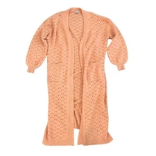 Anthropology FRNCH Clementine Paris Duster Cardigan Open Knit Peach O/S Wool