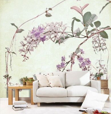 3D Purple Flower Branch 40149NA Wallpaper Wall Murals Removable Wallpaper Fay