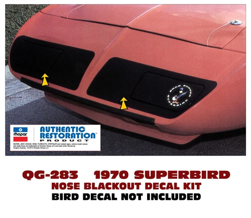 QG-283 1970 PLYMOUTH ROAD RUNNER - SUPERBIRD - NOSE BLACKOUT - DECAL